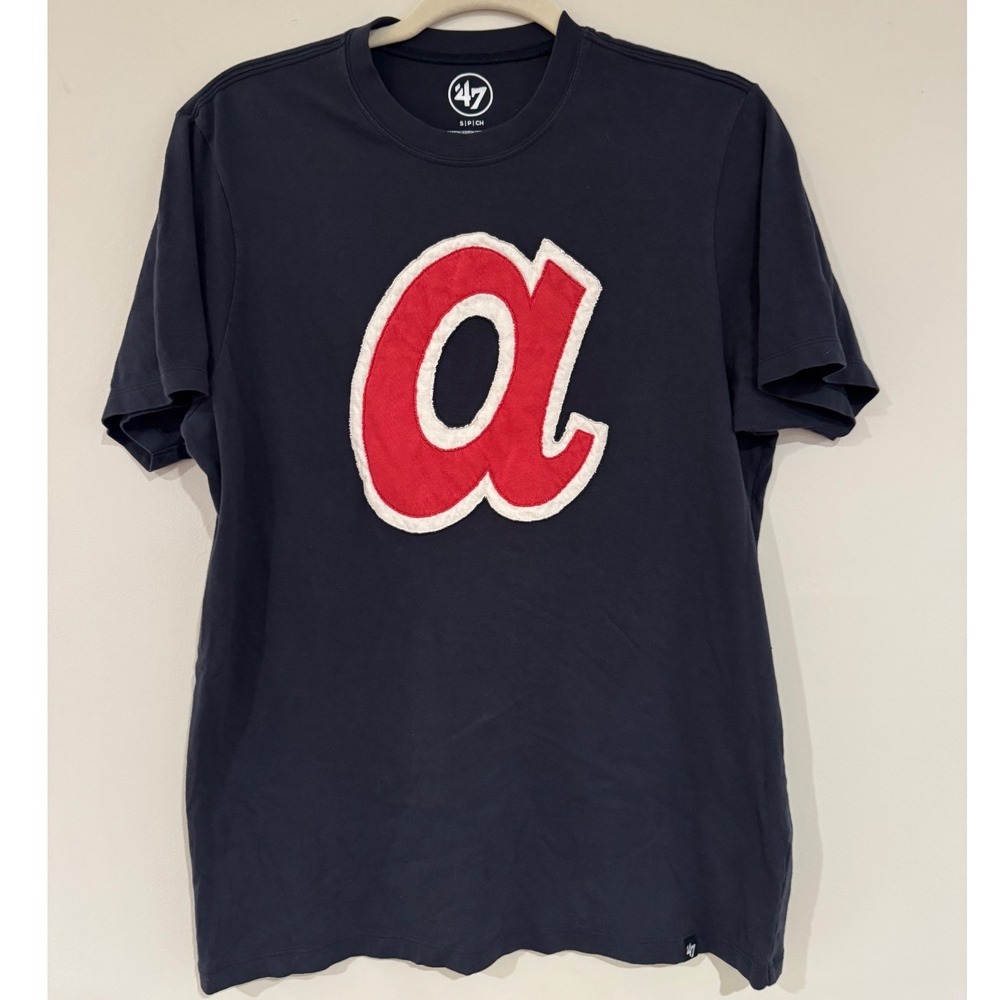 47 Brand Atlanta Braves Embroidered T-Shirt MLB Baseball‎ Graphic Tee Small